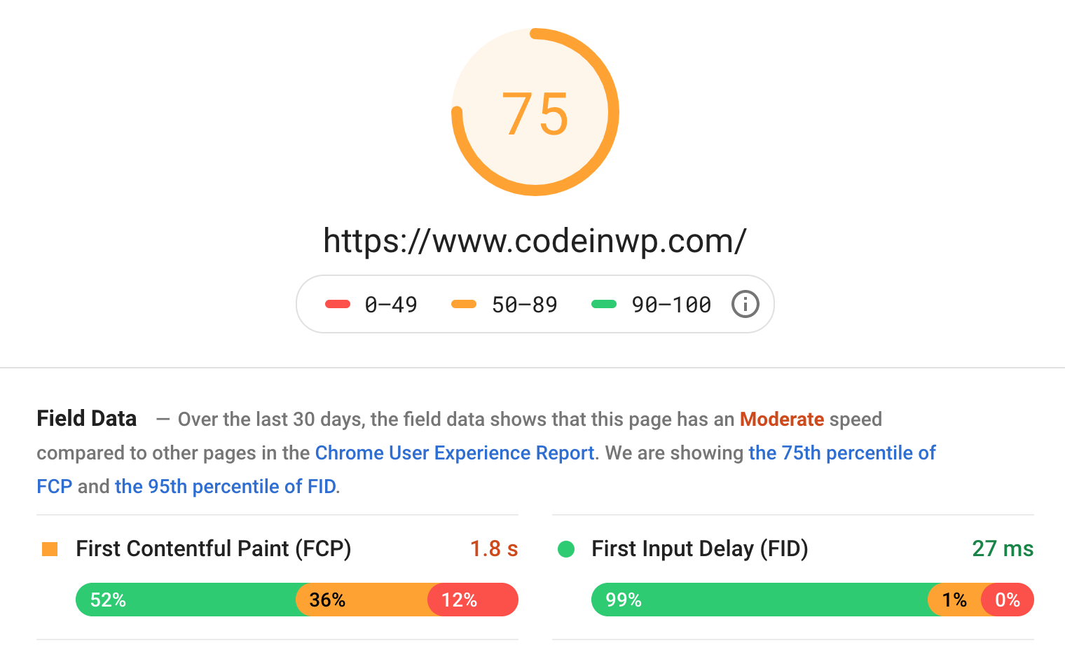 website speed optimization: pagespeed insights results